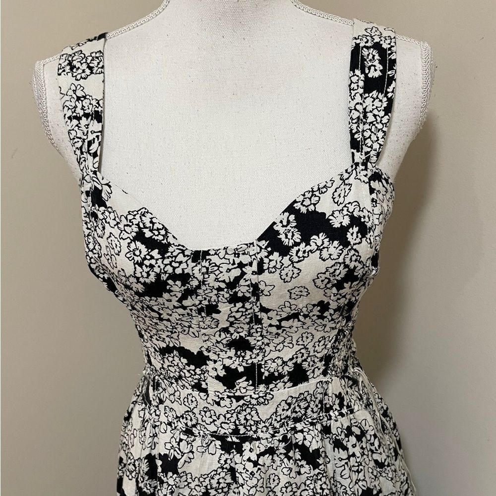 NWT Anthropologie floral black white printed midi sundress sleeveless  Size S - Picture 8 of 10
